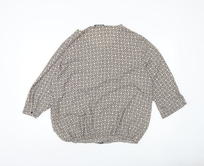 Bonmarché Women’s Beige Geometric Blouse Size 18 Tunic Top