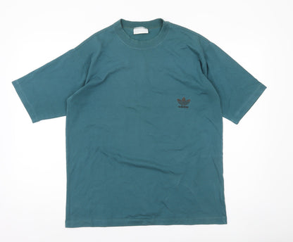 Adidas Men's Green Cotton Logo T-Shirt Size M Short Sleeve