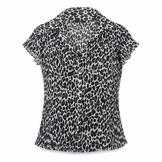 F&F Women’s Black Leopard Print Blouse Size 14 Short Sleeve