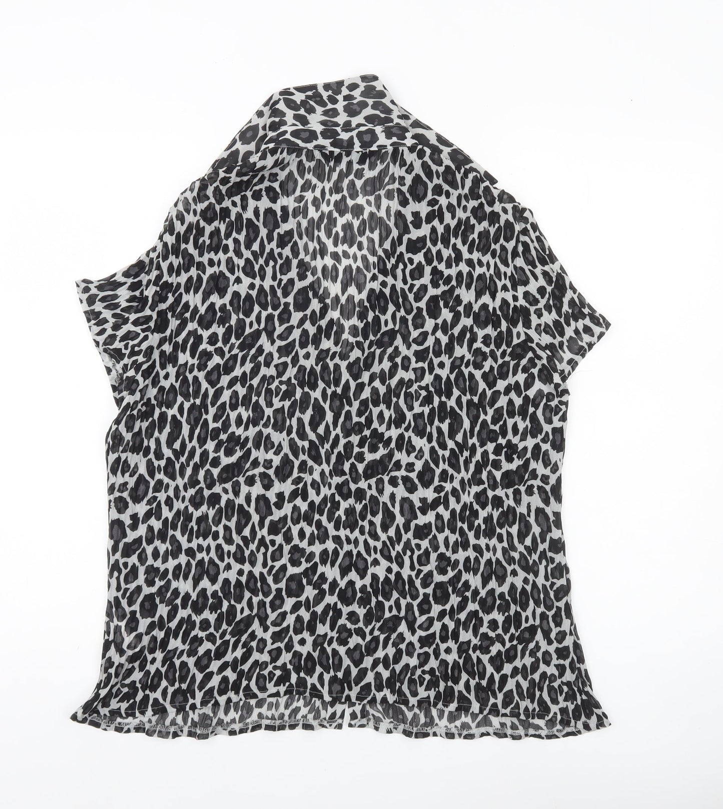 F&F Women’s Black Leopard Print Blouse Size 14 Short Sleeve
