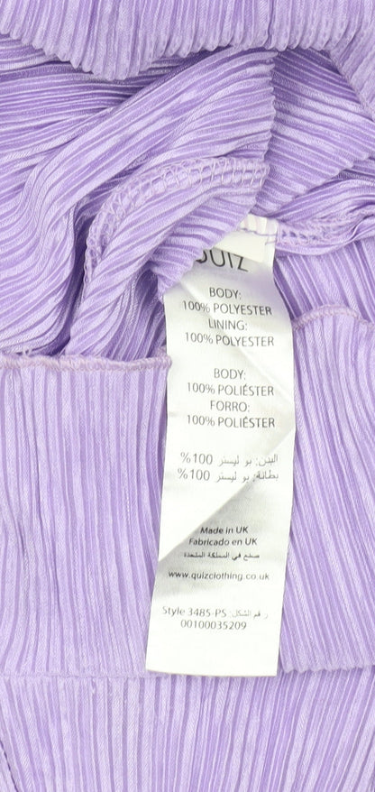 Quiz Women Purple Size 8 Pleated Playsuit V-Neck Belted Summer
