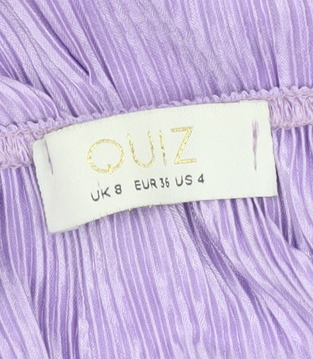 Quiz Women Purple Size 8 Pleated Playsuit V-Neck Belted Summer