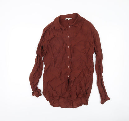 Next Women’s Brown Button-Up Shirt UK 6 Long Sleeve Collared