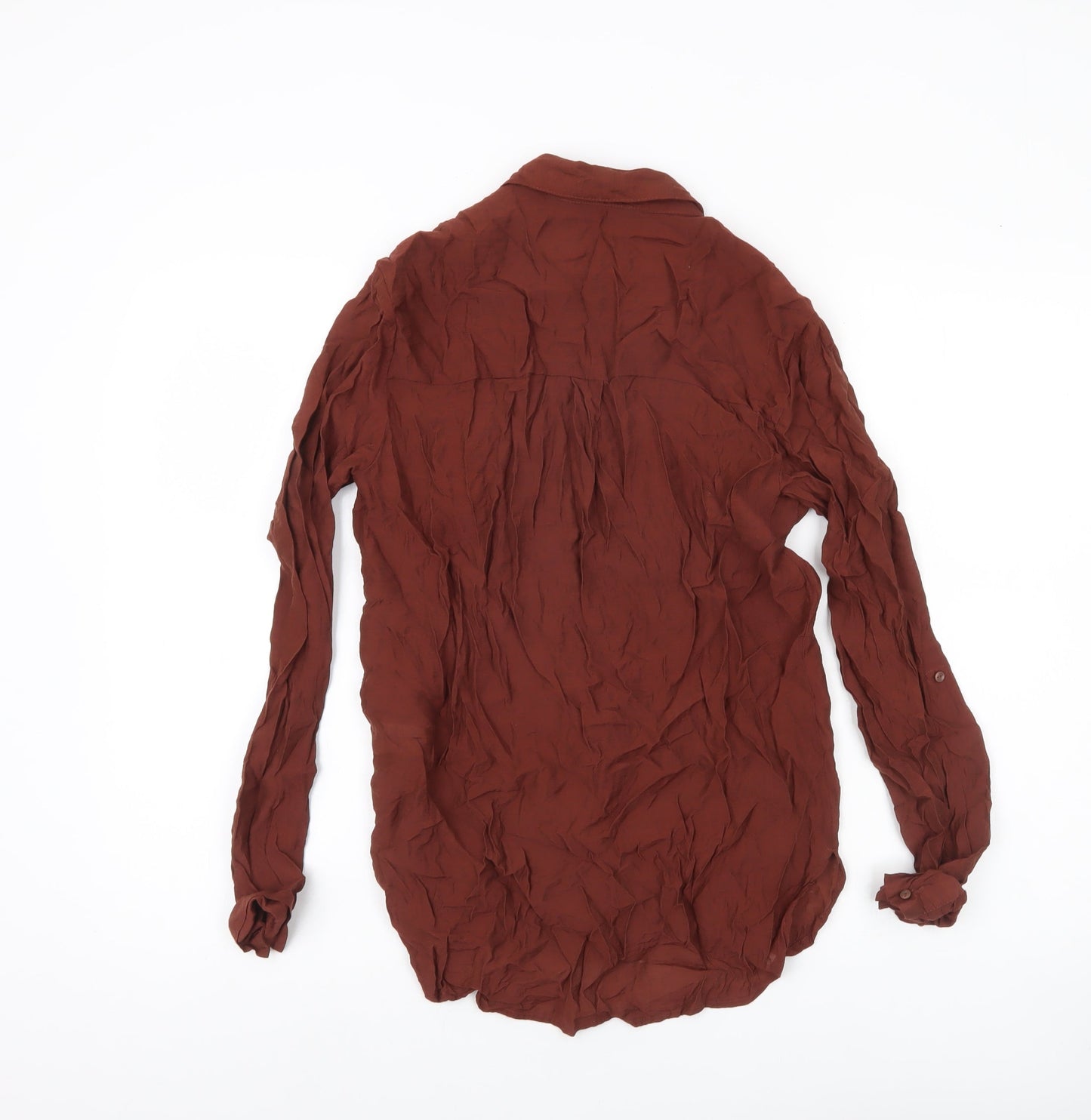 Next Women’s Brown Button-Up Shirt UK 6 Long Sleeve Collared