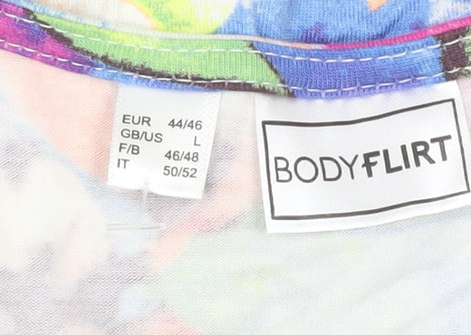Bodyflirt Women’s Multicoloured Floral Tunic Blouse L Viscose Jersey
