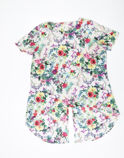 Label Be Women’s Multicoloured Floral Blouse UK 16 Short Sleeve