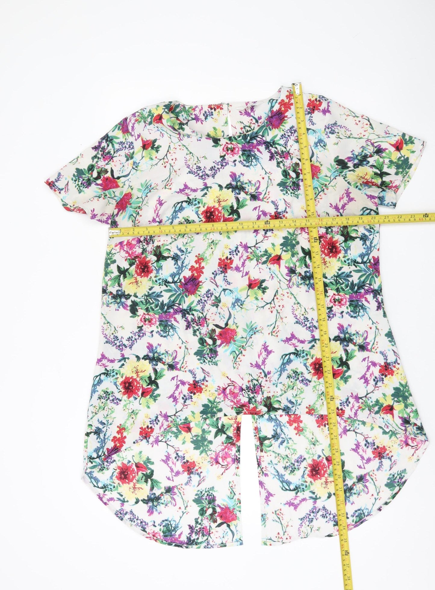 Label Be Women’s Multicoloured Floral Blouse UK 16 Short Sleeve