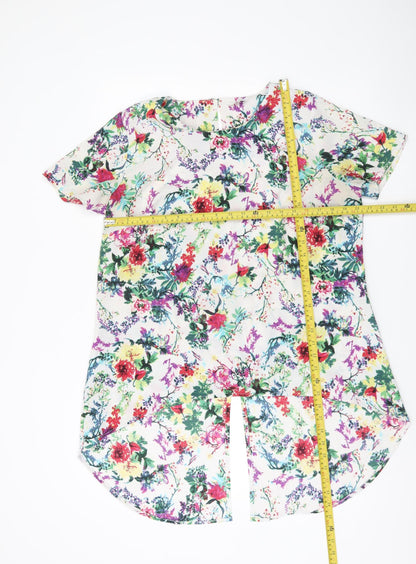 Label Be Women’s Multicoloured Floral Blouse UK 16 Short Sleeve