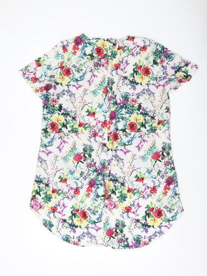 Label Be Women’s Multicoloured Floral Blouse UK 16 Short Sleeve