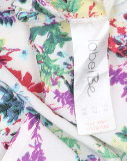 Label Be Women’s Multicoloured Floral Blouse UK 16 Short Sleeve