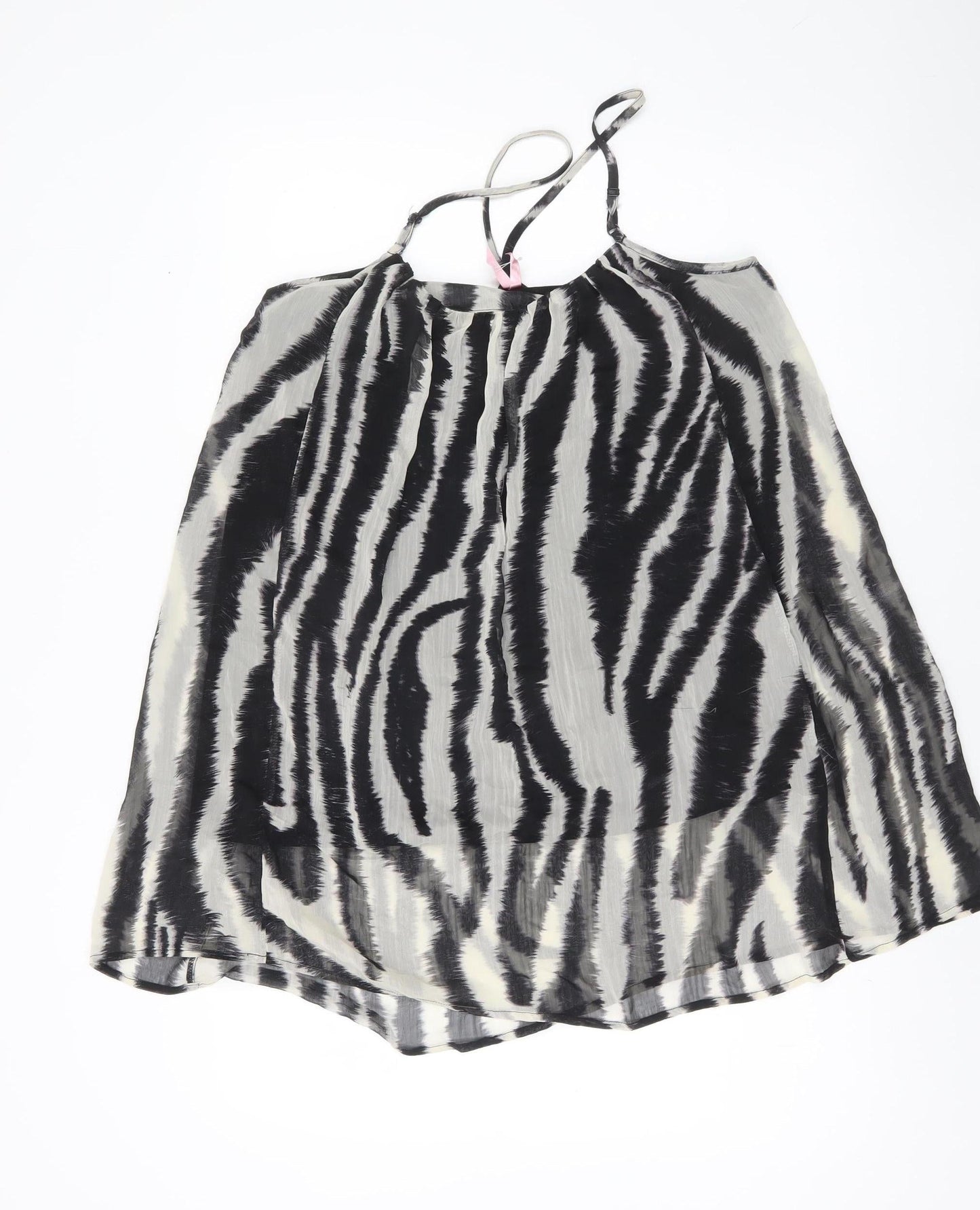 Miso Womens Zebra Print Camisole Tank Top Size 10 Black Sleeveless