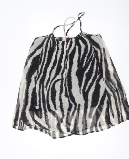 Miso Womens Zebra Print Camisole Tank Top Size 10 Black Sleeveless
