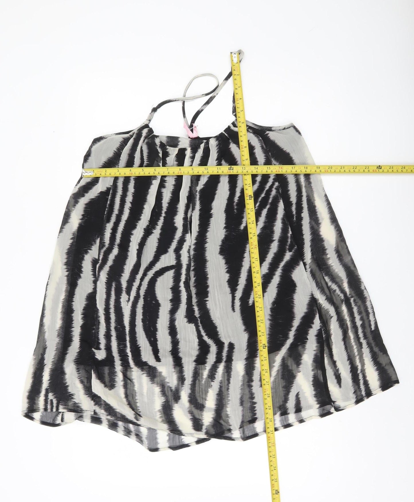 Miso Womens Zebra Print Camisole Tank Top Size 10 Black Sleeveless