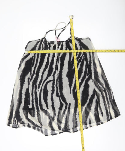Miso Womens Zebra Print Camisole Tank Top Size 10 Black Sleeveless