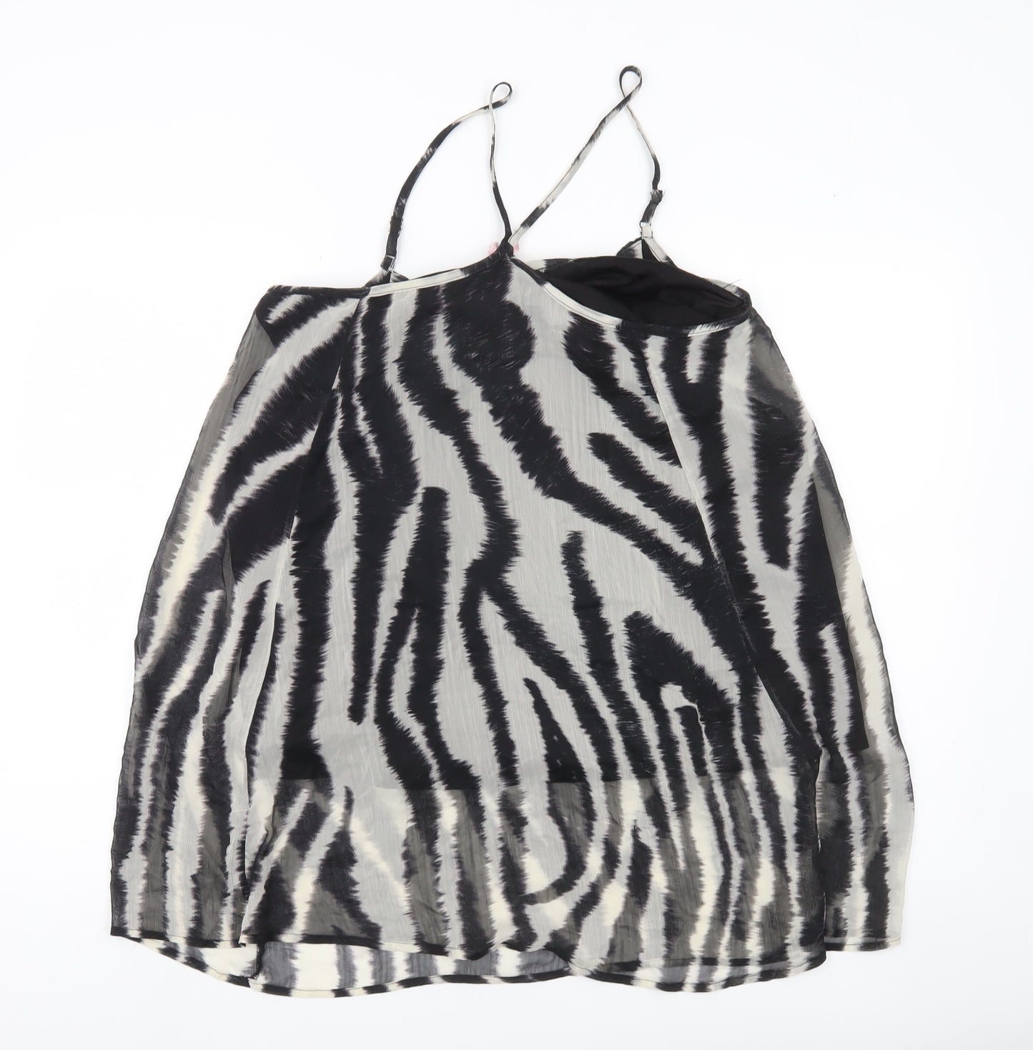 Miso Womens Zebra Print Camisole Tank Top Size 10 Black Sleeveless