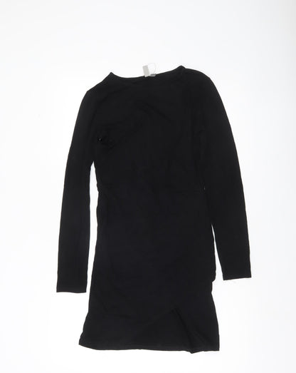 ASOS Women Black Size 10 Bodycon Short Long Sleeve Dress