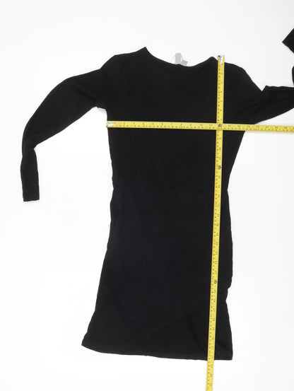 ASOS Women Black Size 10 Bodycon Short Long Sleeve Dress