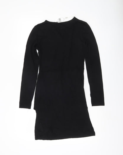 ASOS Women Black Size 10 Bodycon Short Long Sleeve Dress