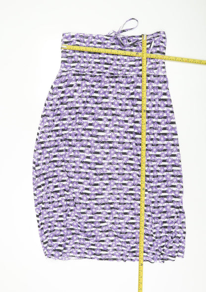 BHS Women’s Purple Floral Strappy Slip Dress L Viscose Summer Casual