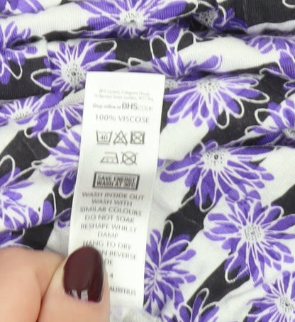 BHS Women’s Purple Floral Strappy Slip Dress L Viscose Summer Casual