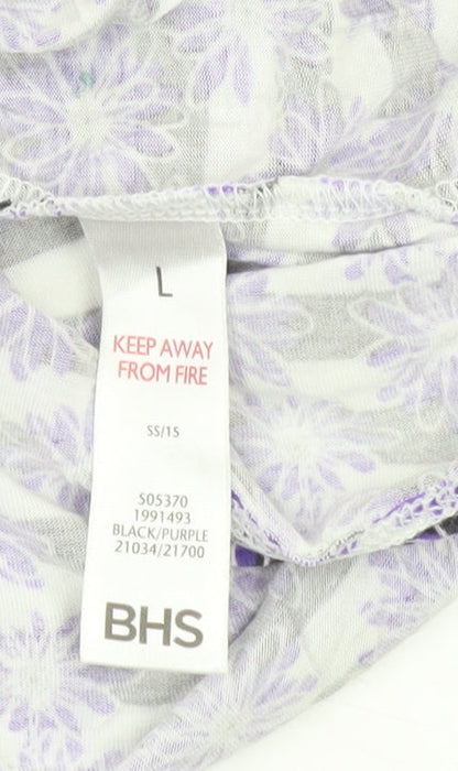 BHS Women’s Purple Floral Strappy Slip Dress L Viscose Summer Casual