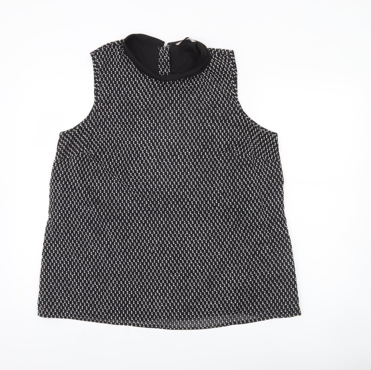 Tu Women’s Black Geometric Blouse Size 18 Sleeveless High Neck