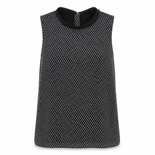 Tu Women’s Black Geometric Blouse Size 18 Sleeveless High Neck