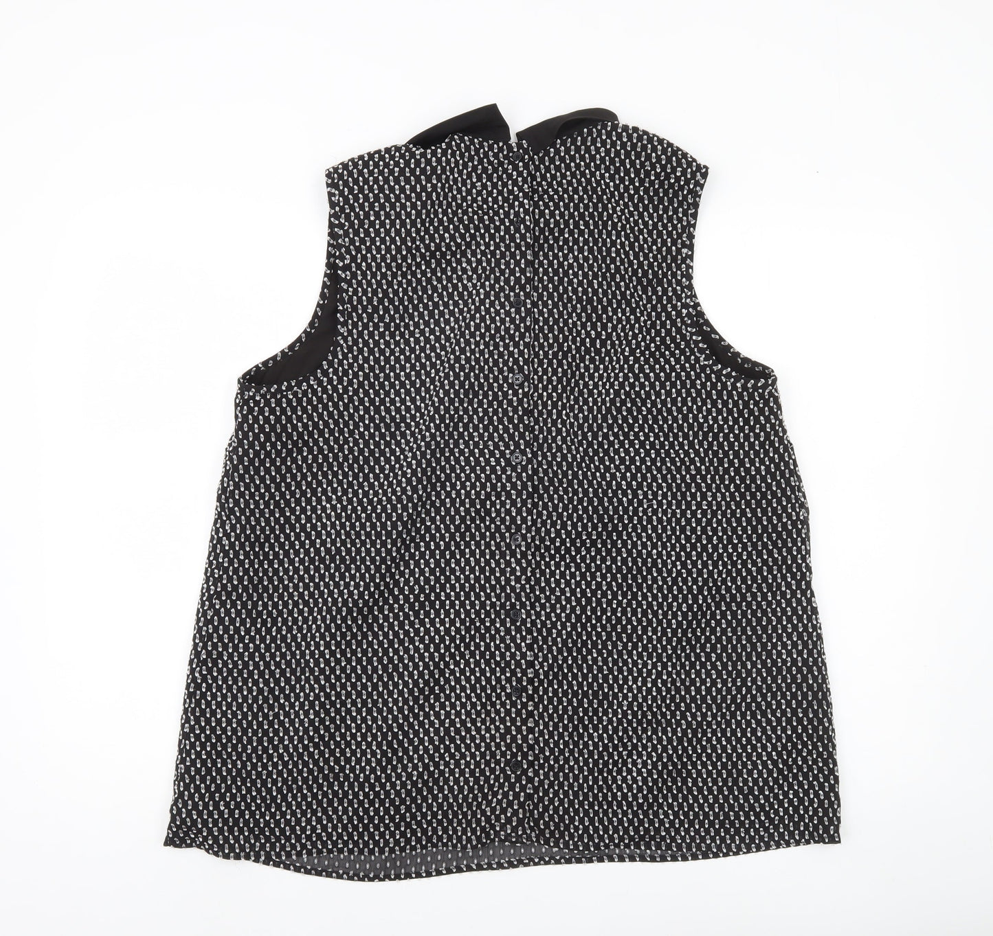 Tu Women’s Black Geometric Blouse Size 18 Sleeveless High Neck