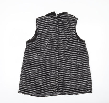 Tu Women’s Black Geometric Blouse Size 18 Sleeveless High Neck