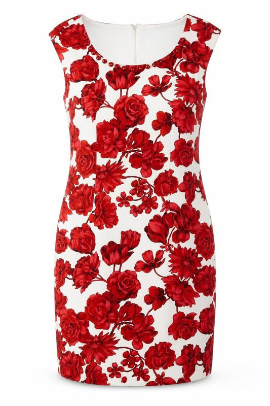 Together Women’s Red White Floral Sheath Knee Length Dress Size 12