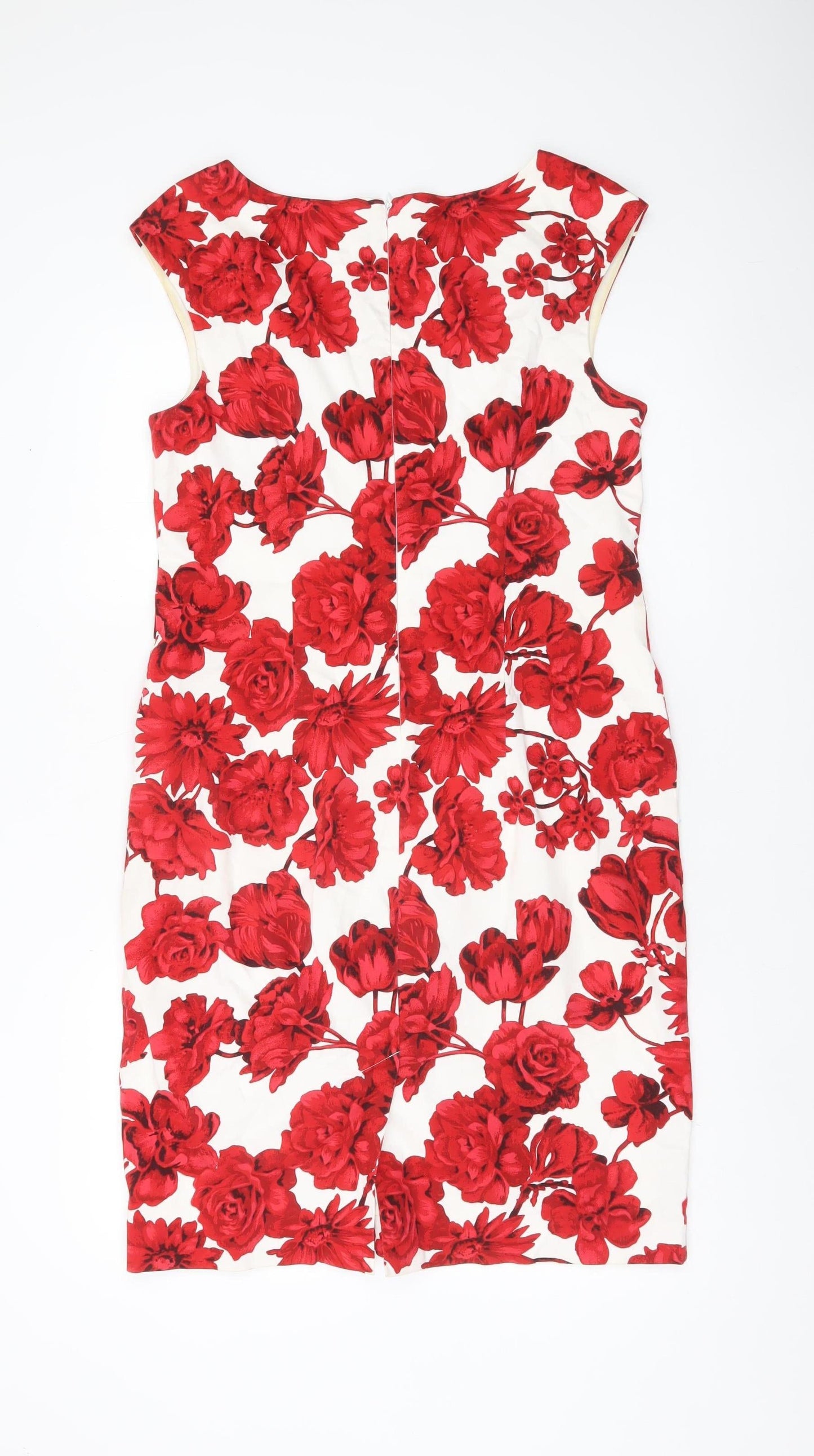 Together Women’s Red White Floral Sheath Knee Length Dress Size 12