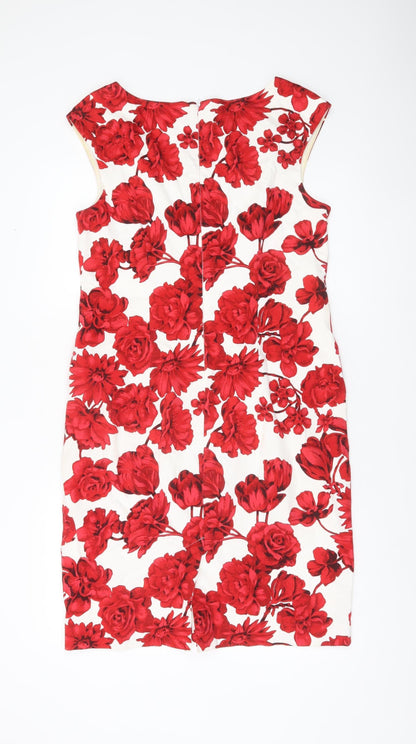 Together Women’s Red White Floral Sheath Knee Length Dress Size 12