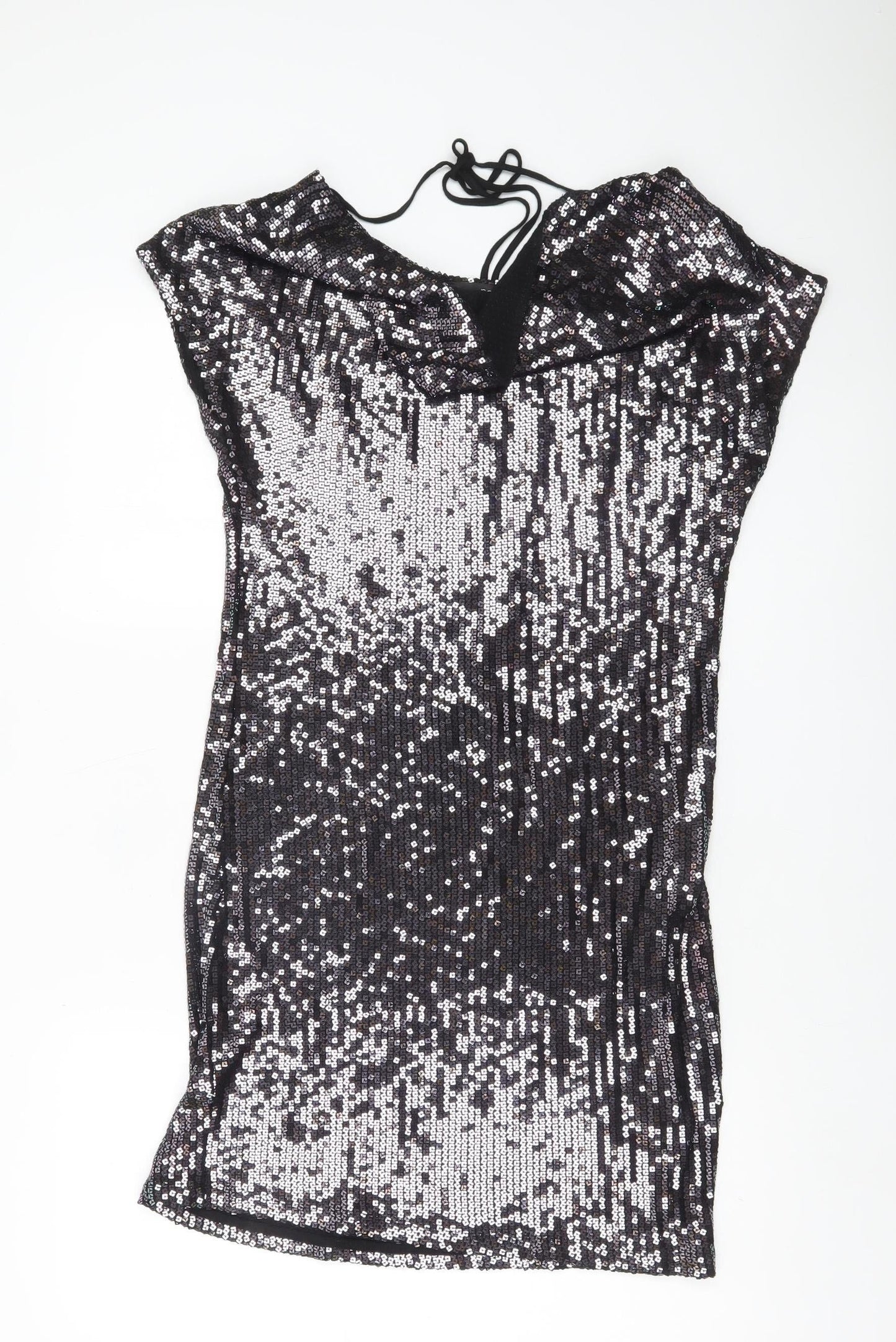 Next Women’s Petite Black Sequin Bodycon Party Dress UK 10