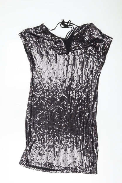 Next Women’s Petite Black Sequin Bodycon Party Dress UK 10