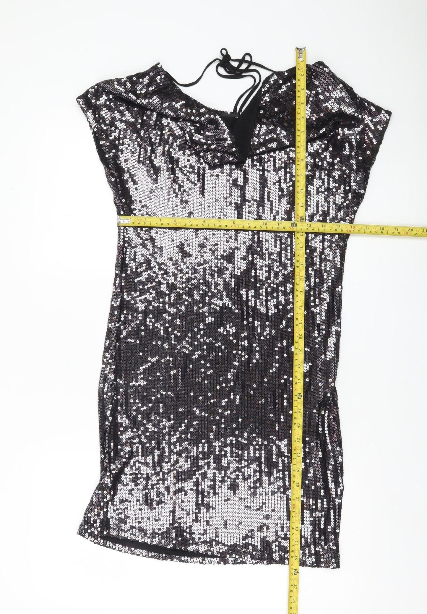 Next Women’s Petite Black Sequin Bodycon Party Dress UK 10