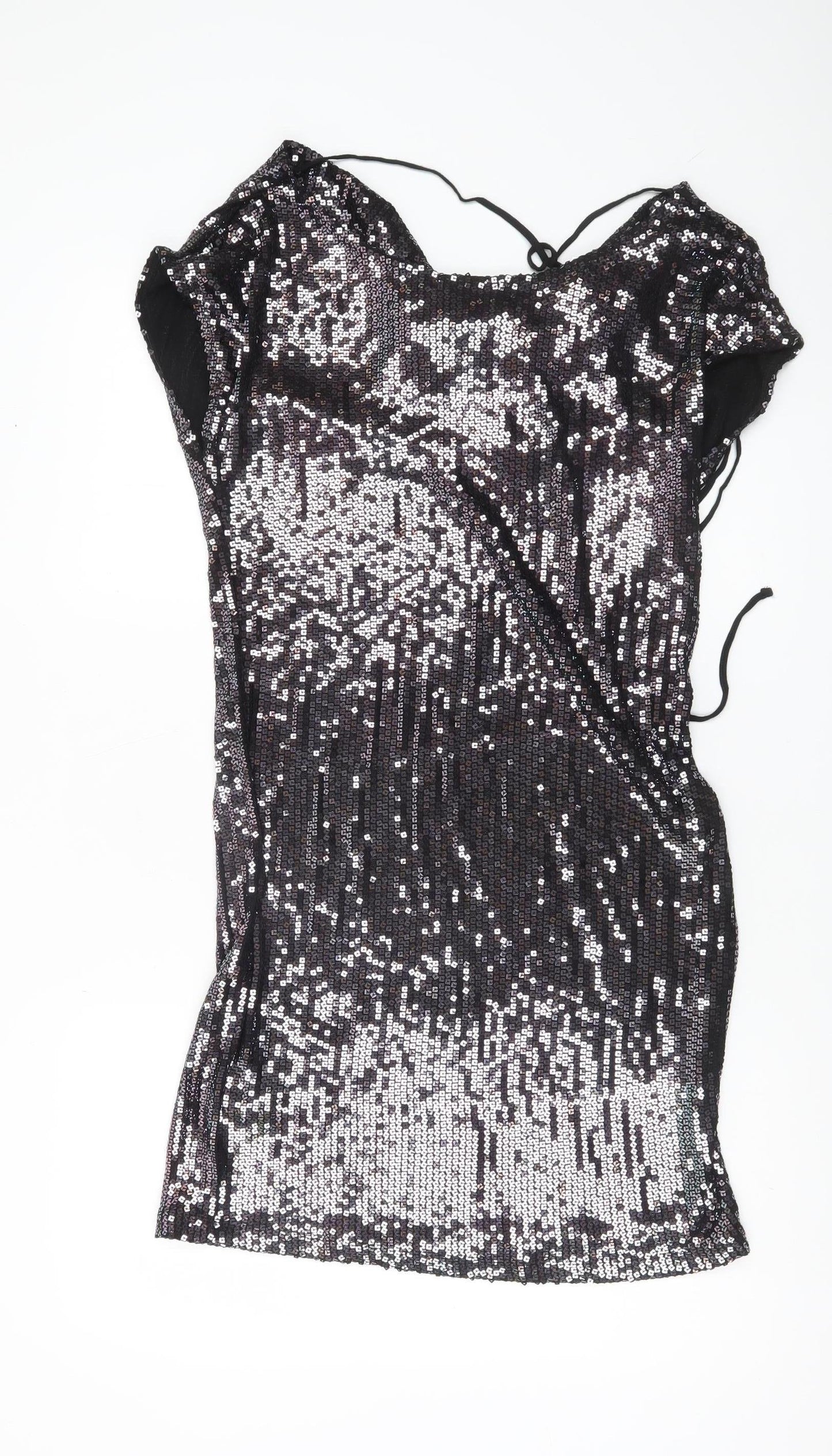Next Women’s Petite Black Sequin Bodycon Party Dress UK 10