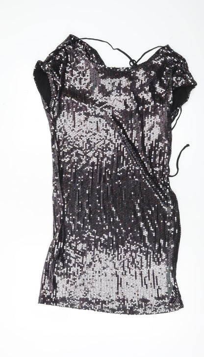 Next Women’s Petite Black Sequin Bodycon Party Dress UK 10