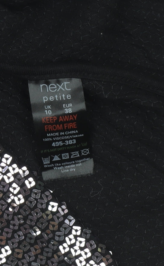 Next Women’s Petite Black Sequin Bodycon Party Dress UK 10