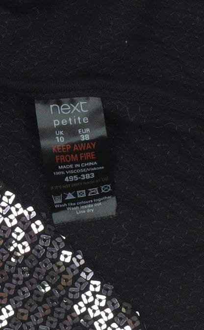 Next Women’s Petite Black Sequin Bodycon Party Dress UK 10