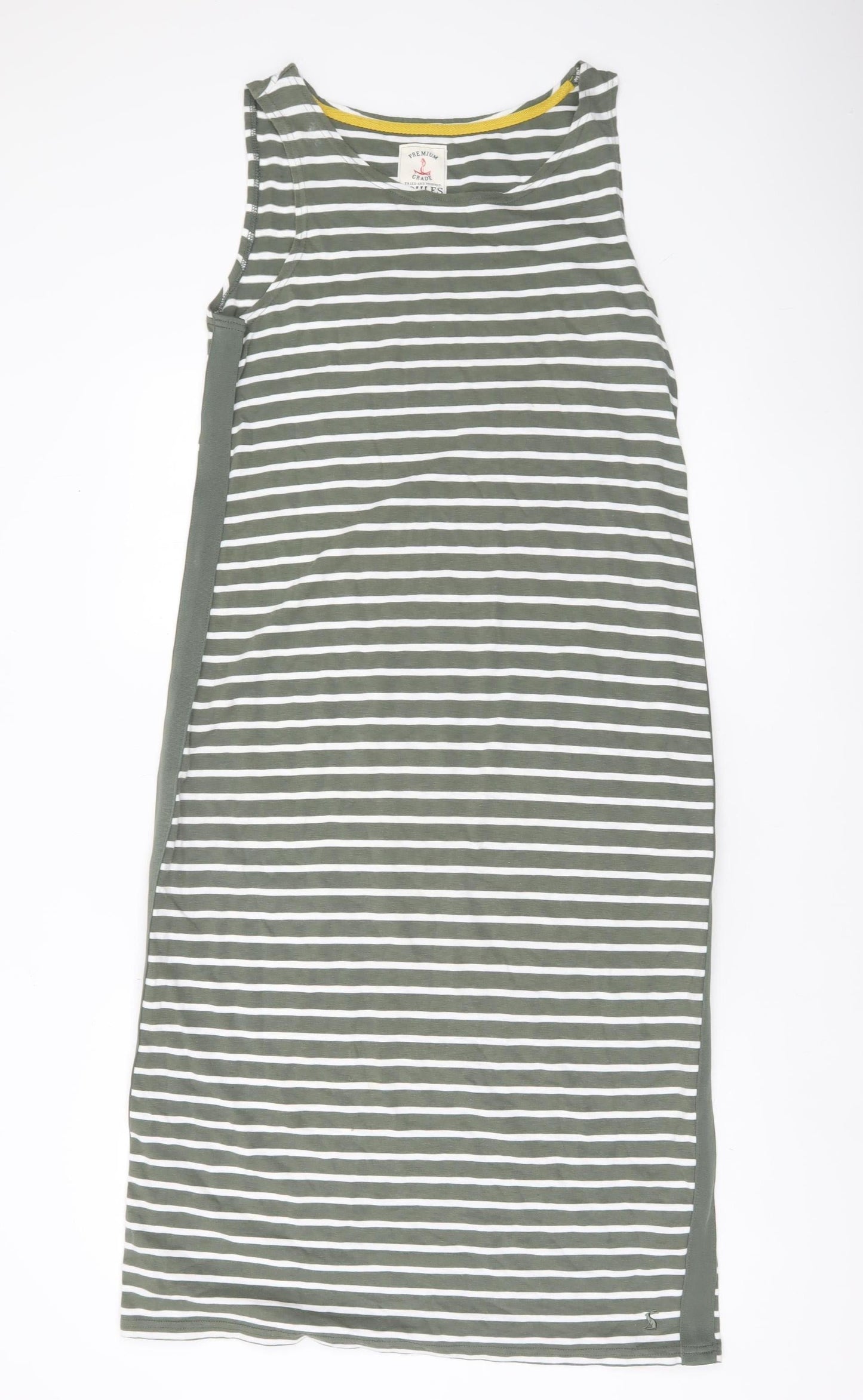 Joules Women’s Green Striped Tank Dress Size 14 Scoop Neck