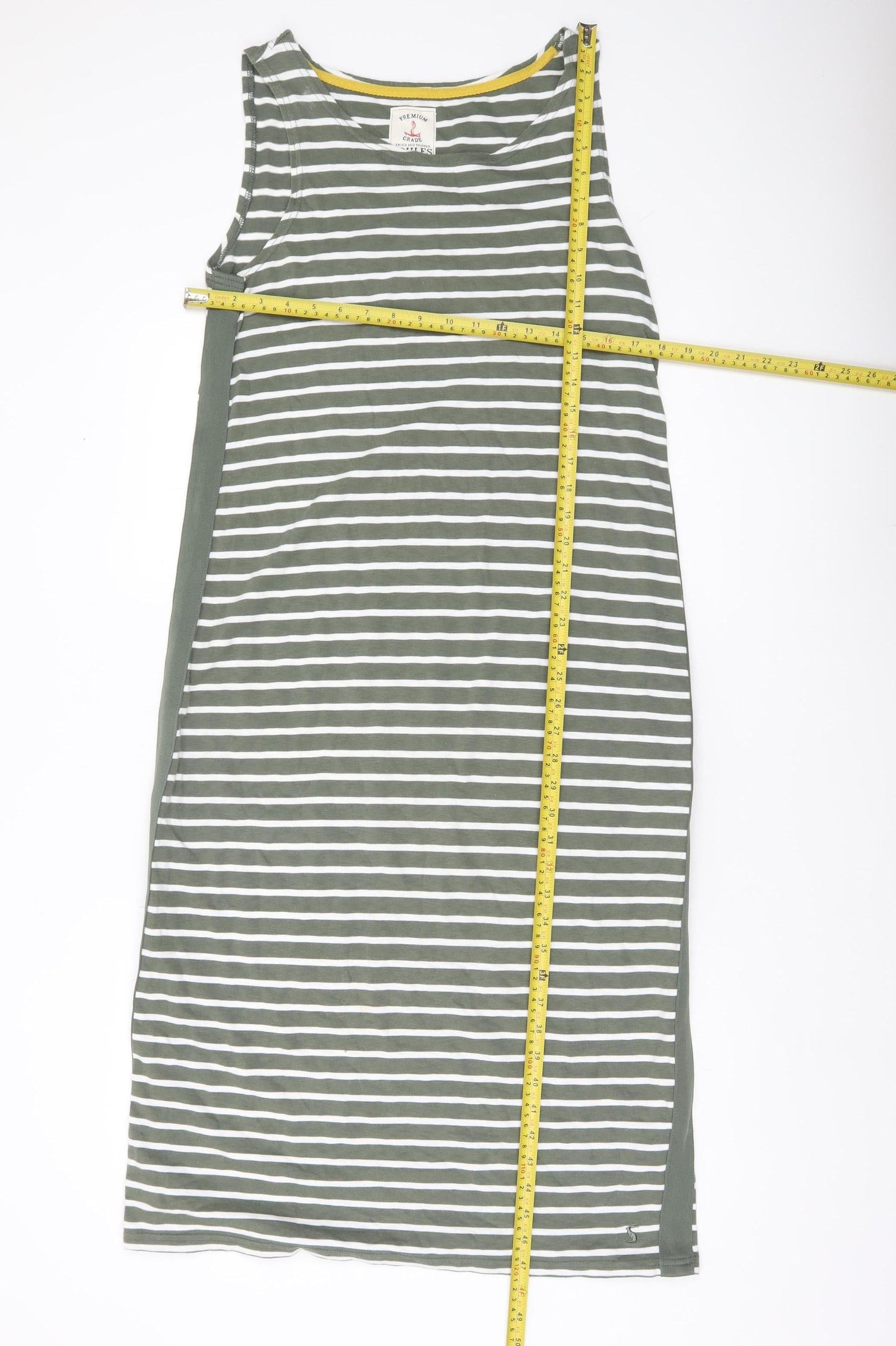 Joules Women’s Green Striped Tank Dress Size 14 Scoop Neck