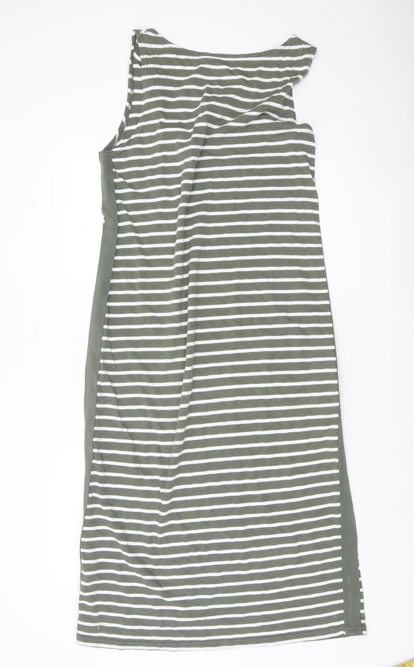 Joules Women’s Green Striped Tank Dress Size 14 Scoop Neck