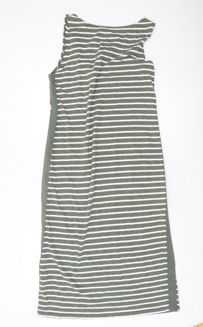 Joules Women’s Green Striped Tank Dress Size 14 Scoop Neck