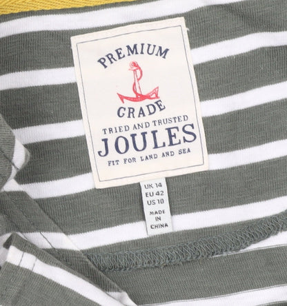 Joules Women’s Green Striped Tank Dress Size 14 Scoop Neck