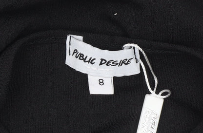 Public Desire Women’s Black Wrap Blouse Top Size 8 Slim Fit Party