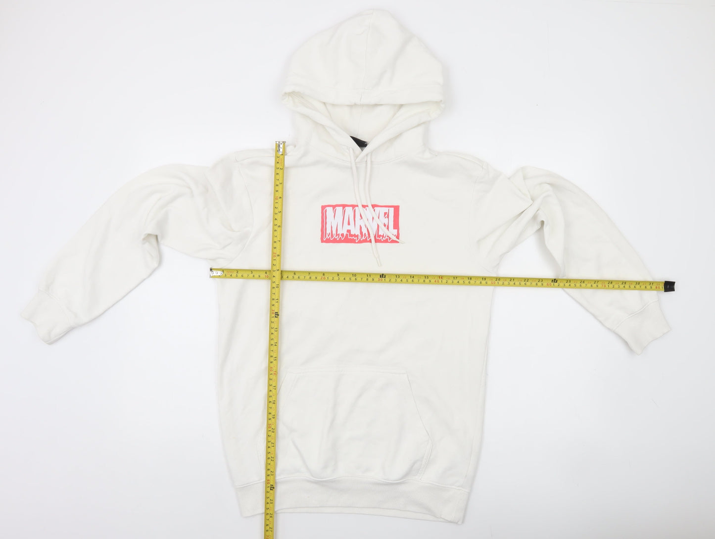 H&M Marvel Men’s White XS Pullover Hoodie Graphic Logo