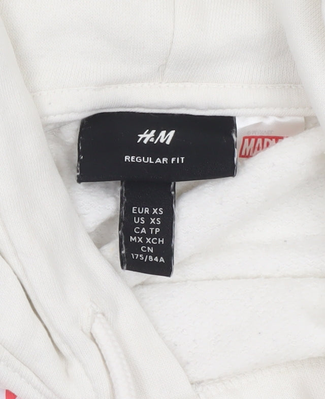 H&M Marvel Men’s White XS Pullover Hoodie Graphic Logo