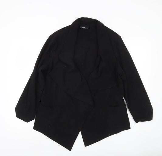 Wallis Women’s Black Jacket Size 14 Mid-Length Open Front Classic Style