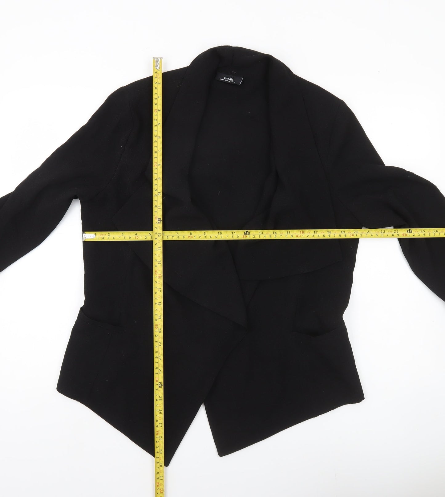 Wallis Women’s Black Jacket Size 14 Mid-Length Open Front Classic Style