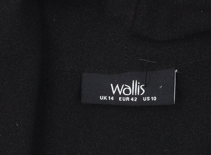 Wallis Women’s Black Jacket Size 14 Mid-Length Open Front Classic Style